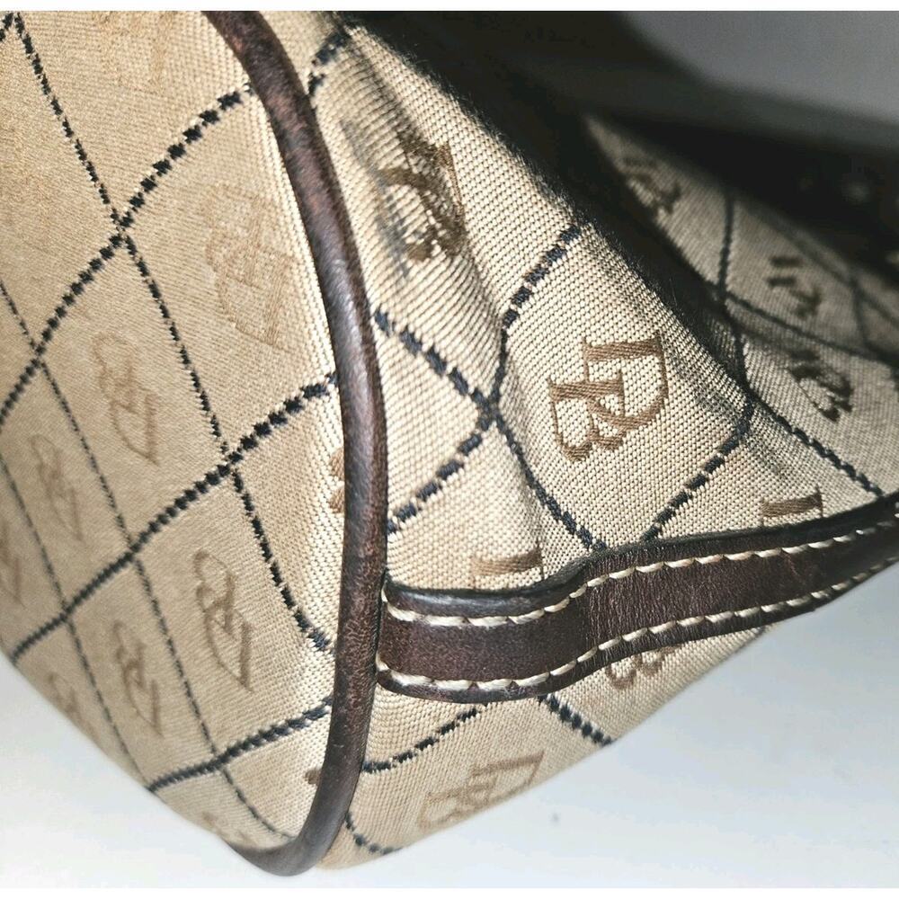 Dooney & Bourke Signature Diamond Jacquard Small Handbag Brown 11x8x5 - Picture 7 of 16